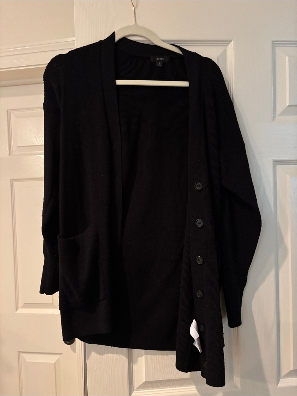 J. Crew Black Button Cardigan with Front Pocket